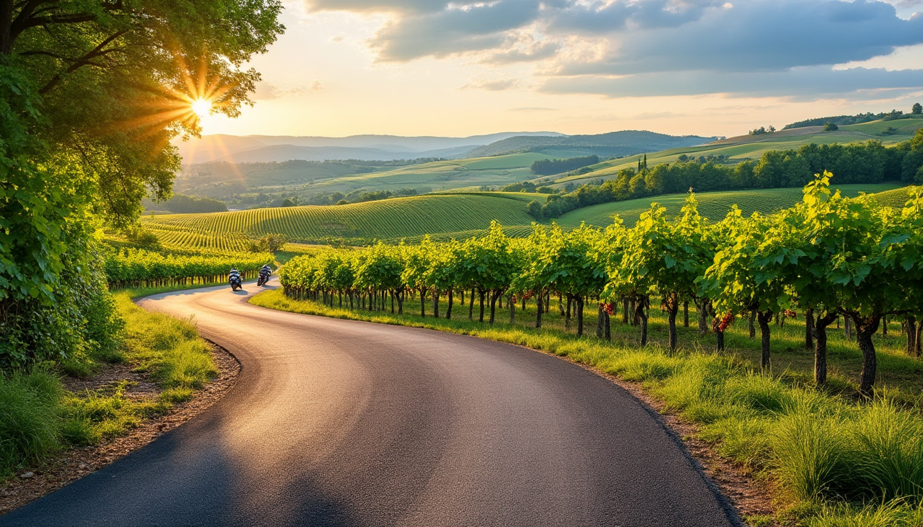 découvrez les magnifiques paysages du beaujolais en moto avec nos balades de coaching. parcourez des routes pittoresques, admirez des vignobles à couper le souffle et vivez une expérience inoubliable sur deux roues. rejoignez-nous pour une aventure unique au cœur de cette région viticole!