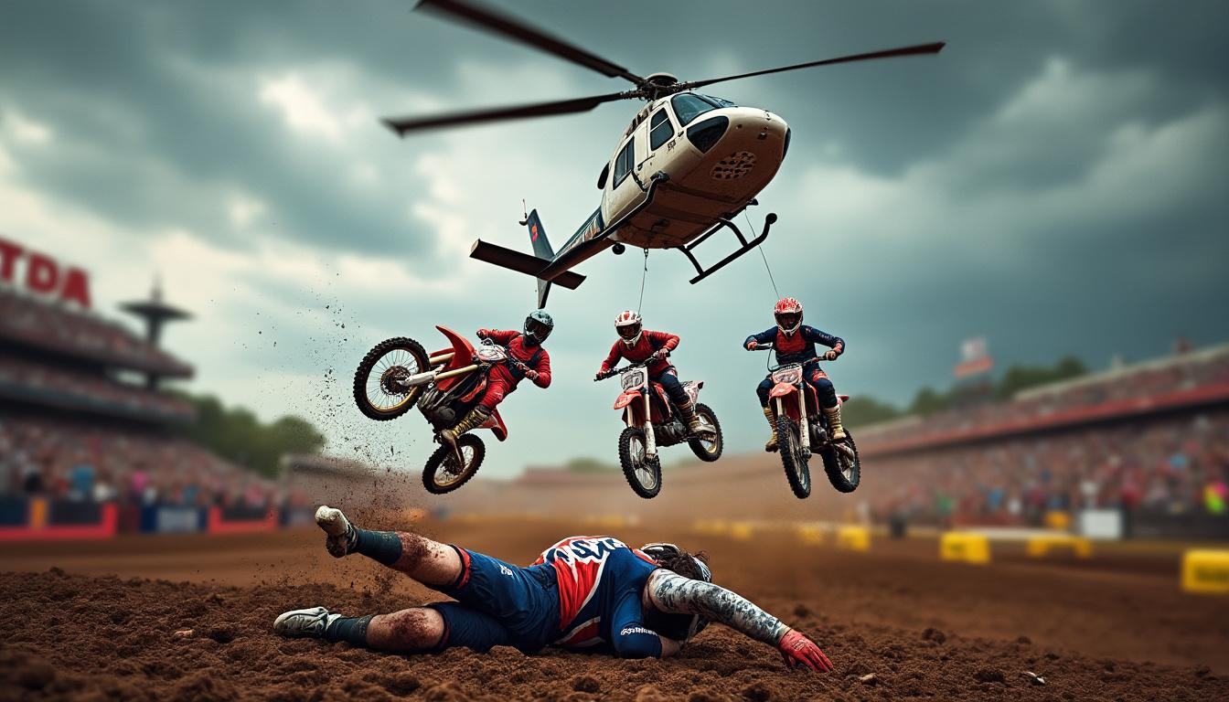 accident tragique lors d'une course de moto-cross : trois pilotes impliqués, deux d'entre eux héliportés vers l'hôpital, dont un dans un état critique. suivez l’évolution de cette situation préoccupante.