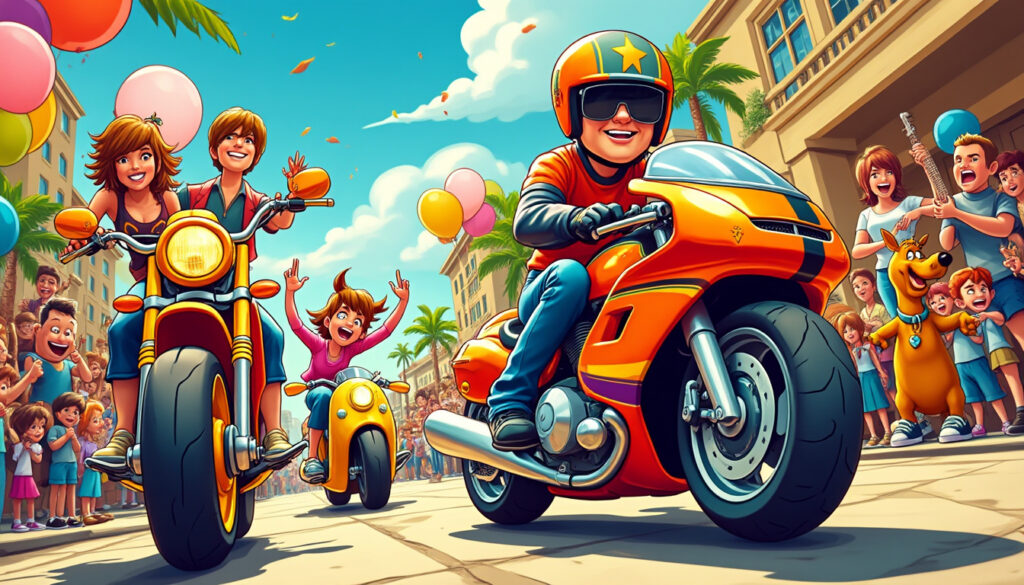 découvrez notre sélection des motos les plus drôles du cinéma et de la télévision ! des scènes mémorables aux personnages loufoques, plongez dans l'univers unique de ces deux-roues emblématiques qui ont fait rire des générations entières.